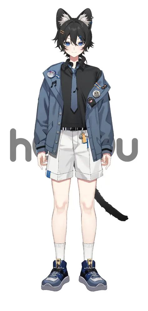 Vtuber Model Sheet Male, Vtuber Male Design, Wolf Vtuber, Vtuber Design Male, V Tubers, V Tuber Design, Vtuber Male Model, Vtubers Models, V Tuber Model