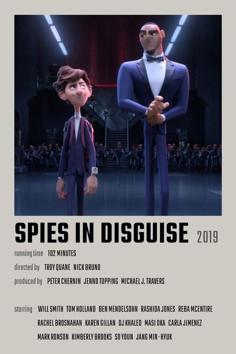 Spies in Disguise Movie Poster Spies In Disguise Fanart, Spy In Disguise, Spies In Disguise, Bonnie And Enzo, Netflix Poster, Good Animated Movies, New Disney Movies, Film Posters Minimalist, Cartoon Posters