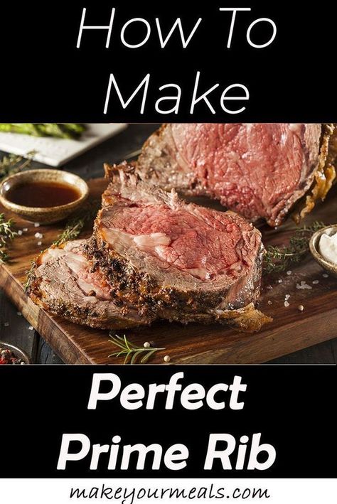 Moist and delicious Prime Rib recipe. Comes out perfect every time!!! #comfort #meal #Christmas #Easter #dinner #recipe #maindish #primerib #beef #makeyourmeals Best Prime Rib Recipe Ever, Easy Prime Rib Roast Recipe, Prime Rib Cooking Times, Prime Rib Recipe Easy, Crockpot Holiday Recipes, Easter Side Dishes Recipes, Prime Rib Roast Recipe, Perfect Prime Rib, Holiday Recipes Thanksgiving