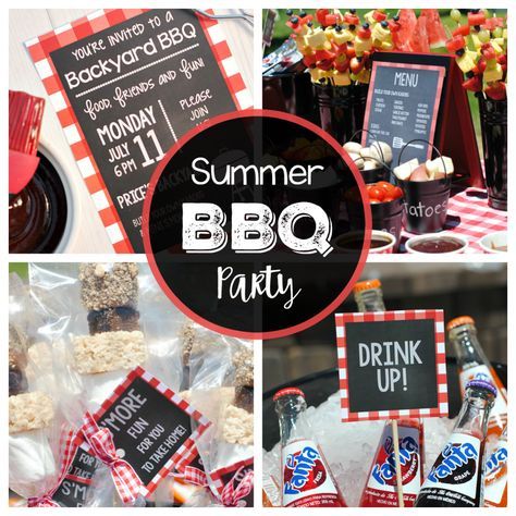 These outdoor BBQ party ideas will have you all set to throw a really fun summer BBQ party-complete with BBQ party menu, games, decorations and other fun ideas to get this party started and throw a bash your friends will love! Outdoor Bbq Party Ideas, Backyard Bbq Menu Ideas, Outdoor Barbeque Party, Bbq Party Menu, Backyard Bbq Party Decorations, Bbq Theme Party, Bbq Party Ideas, Bbq Decor, Backyard Bbq Food