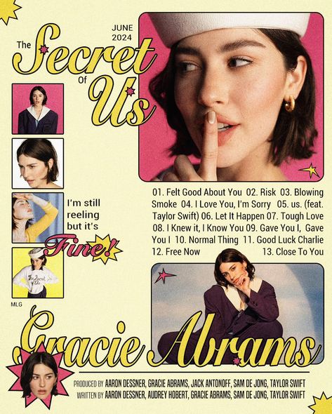 as sick as it sounds, i loved you first 💛 if the secret of us have no fans, im dead 😔 | @gracieabrams @gracieabramshq Poster With Many Photos, The First I Love You, Secret Of Us, The Secret Of Us Poster, Fan Girl Posters, The Secret Of Us, I Love Gracie Abrams, Cute Wall Posters, New Girl Poster