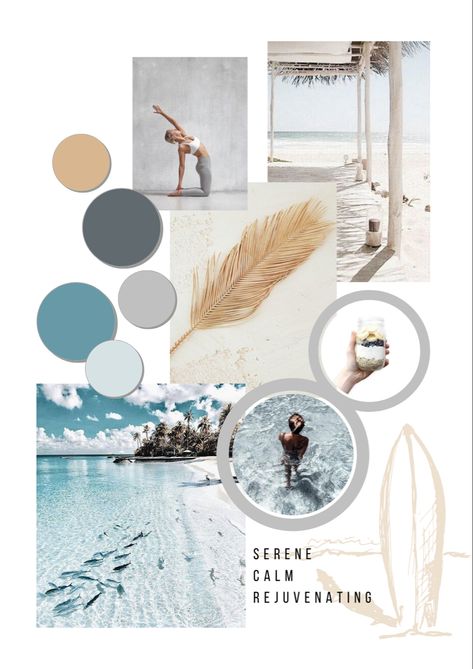 Calm Colour Palette, Mood Board Inspiration Ideas, Beach Mood Board, Wellness Website, Business Branding Inspiration, Business Colors, Branding Mood Board, Brand Color Palette, Beach House Interior