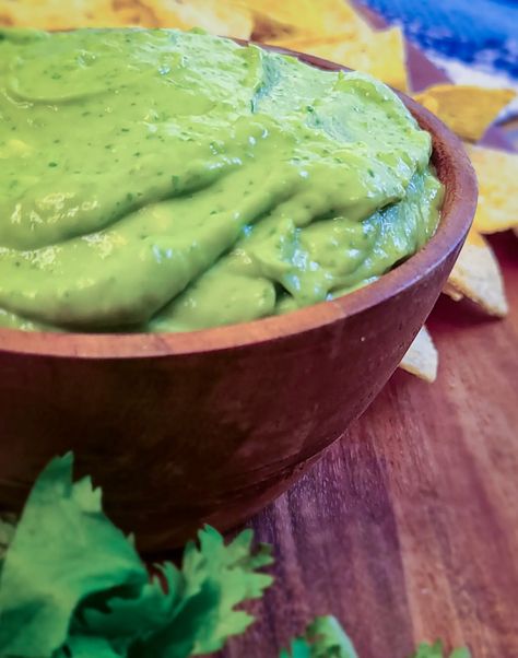 Creamy Whipped Guacamole Creamy Guacamole Recipe, Whipped Avocado, Creamy Guacamole, Avocado Dip, Guacamole Recipe, Cilantro Lime, Party Apps, Food Processor, Tortilla Chips