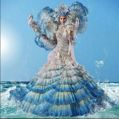 SASHES AND TIARAS.....Miss Universe 2016 National Costumes: Part 2 | Nick Verreos Miss Universe National Costume, Sea Costume, Pageant Costumes, Mermaid Parade, Miss Venezuela, Stage Costume, Mermaid Costume, Fantasy Costumes, Carnival Costumes