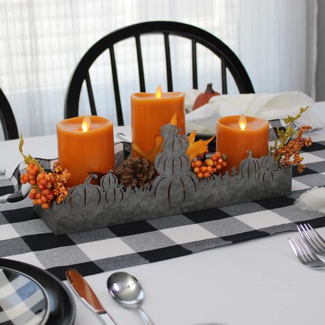 Pumpkins Silhouette, Galvanized Pumpkin, Pumpkin Field, Galvanized Tray, Fall Picnic, Orange Candle, Plant Tray, Artificial Pumpkins, Vintage Style Decorating