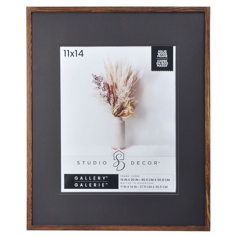 "Buy the Dark Wood Frame with Mat, Gallery by Studio Décor® at Michaels. This wooden frame has a contemporary design and looks great in almost any décor. With its black mat, this frame is perfect for displaying a cherished photograph or artwork. This wooden frame has a contemporary design and looks great in almost any décor. With its black mat, this frame is perfect for displaying a cherished photograph or artwork. Details: Dark brown Black double mat Available in multiple sizes Thick layer of g Black Mat Framed Art, Painted Pallets Ideas, Playroom Makeover, Matte Pictures, Dark Wood Frame, Picture Frame Mat, Family Picture Frames, 16x20 Frame, Gallery Frames