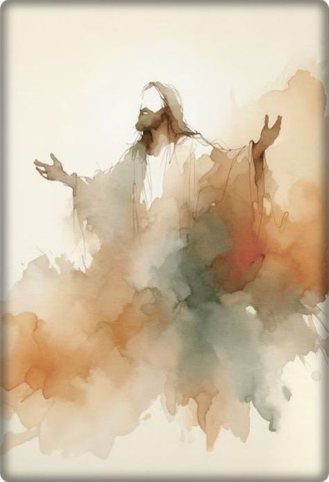 Jesus Painting Ideas, Biblical Art Drawings, Christian Watercolor Paintings, Jesus Watercolor Painting, Profetic Art, Abstract Christian Art, Jesus Baptised, Jesus Watercolor, Christian Watercolor