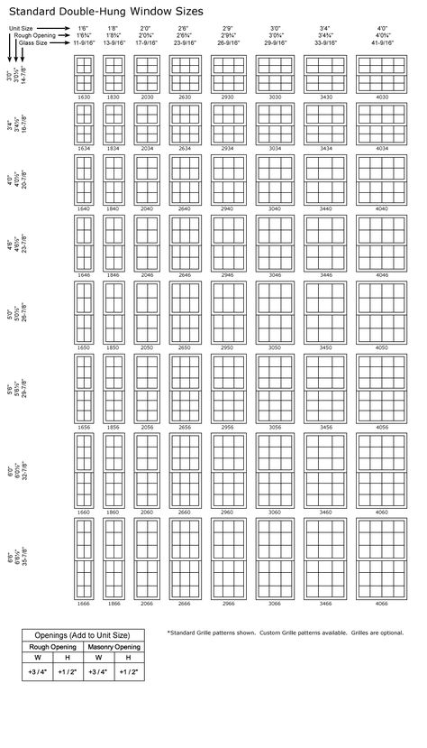 Double Hung Window Size Chart - Classic Windows, Inc. Window Dimensions Standard, Window Sizes Guide, Garrison Colonial Exterior, Window Sizes Chart, Morpholio Trace, Single Hung Window, Standard Window Sizes, Windows Architecture, Architectural Windows