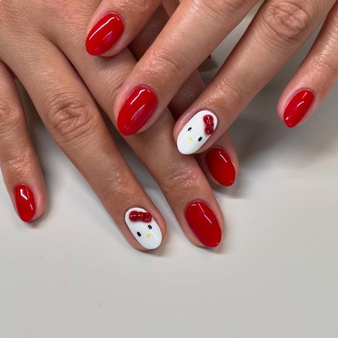 Loved all the hello kitty nails last month ❤️‍🔥 #hellokittynails Halloween Hello Kitty Nails Short, Hello Kitty Painted Nails, Hello Kitty Nails Ideas, Nails Ideas Hello Kitty, Hello Kitty Nails Simple, Kitty Nails Design, Simple Hello Kitty Nails, Hello Kitty Short Nails, Hello Kitty Nail Ideas