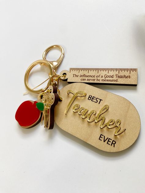 Gifts For High School Teachers, Teacher Keychain Gift, Apple Keychain, Teacher Keychain, Principal Gifts, Custom Teacher Gifts, Keychain Custom, Laser Engraved Ideas, Teachers Day Gifts