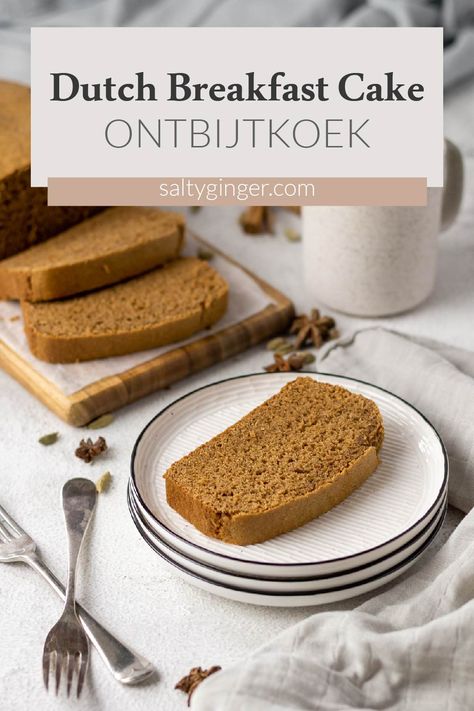 Ontbijtkoek (Dutch Breakfast Cake) Dutch Honey Cake, Dutch Butter Cake Recipe, Typical Dutch Food, Dutch Breakfast, Dutch Butter Cake, Breakfast Cake Recipes, Honey Breakfast, Raisin Cake, Spice Cake Recipes