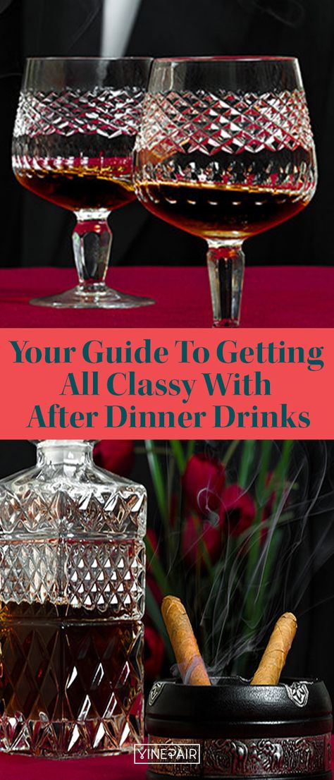 Anyone who doesn’t save room for a #drink after dinner is basically cheating themselves. #After-dinner drinks are often useful to help, er, goose the digestive process and/or calm any calamities of wine plus food plus more food plus ice cream cake currently going on in your stomach. Fortunately there’s a #basic — and #classic — canon of after dinner drink options pretty much guaranteed to satisfy the diversity of palates out there. Here's your #guide to those drinks. After Dinner Drinks Alcoholic, Fall Party Food, After Dinner Drinks, Dinner Drinks, Food Party, Digestion Process, Fall Food, Save Room, Lost Art