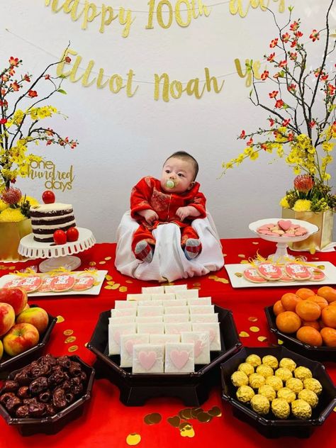 Korean Emperor, 100 Days Of Love, Confetti Eggs, Chinese Celebrations, Baby Party Themes, About Korea, One Month Baby, Full Moon Party, 100 Day Celebration