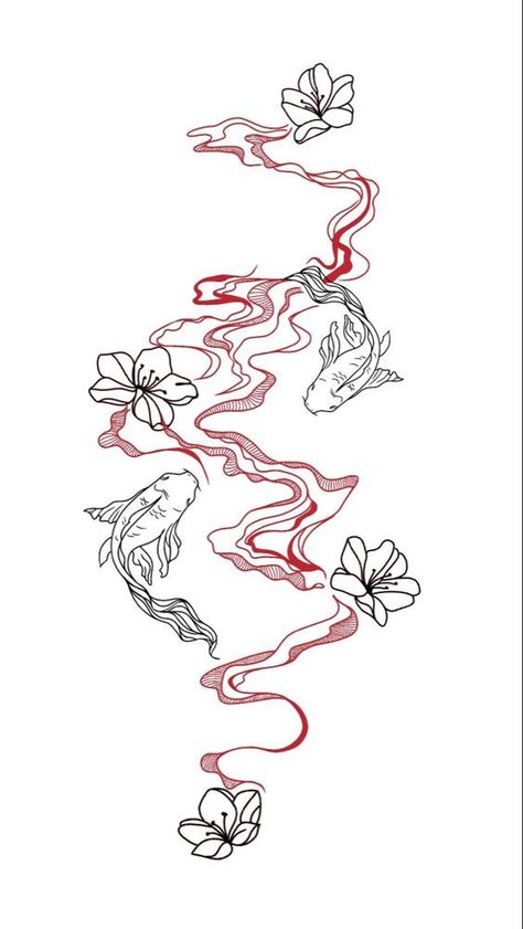 Koi fish tattoo -  #Fish #Koi #Tattoo Koi Fish Back Tattoos, Dope Spine Tattoos For Women, Koi Fish Tattoo On Thigh, Koi Fish Tattoo Design For Women, Koi Fish Back Tattoo For Women, Baddie Tats On Thigh, Koi Fish Thigh Tattoo, Tattoo On Thigh For Women, Flower Tattoos Thigh