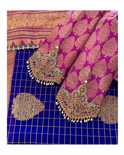 Maggam Work On Brocade Blouse, Work On Brocade Blouse, Handwork Designs, Boutique Blouses, Blouse Designs Aari Work, Green Blouse Designs, Blouse Maggam Work, Gutta Pusalu, Latest Bridal Blouse Designs