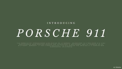 text: introducing porsche 911; The Porsche 911 (pronounced Nine Eleven or in German: Neunelfer) is a two-door 2+2 high performance rear-engined sports car introduced in September 1964 by Porsche AG of Stuttgart, Germany. It has a rear-mounted flat-six engine and originally a torsion bar suspension. (wikipedia) Porsche Wallpaper Desktop, Minimalistic Desktop Wallpaper, Porsche Wallpaper, Desktop Wallpaper, Porsche, Fan Art