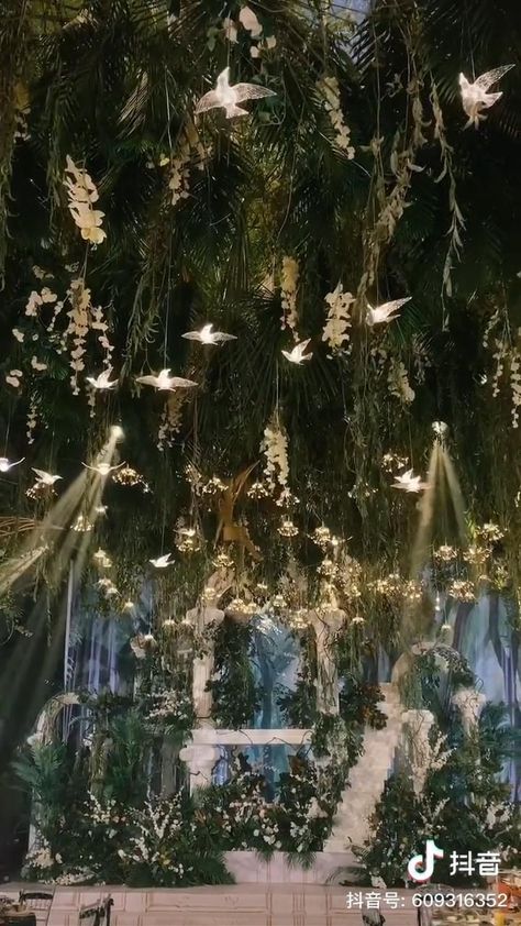 Forest Wedding Decorations, Prom Decorations, Twilight Wedding, Backyard Wedding Decorations, Nature Themed Wedding, Forest Theme Wedding, Greenery Wedding Decor, Lights Wedding Decor, Enchanted Forest Wedding