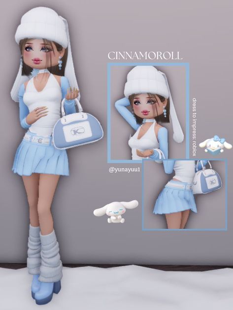 Dti Fits Sanrio, Cinnamoroll Dress To Impress, Sanrio Dti Outfits, Fall Outfits Dress To Impress, Dti Outfit Ideas Anime, Happy Dress To Impress Outfit, Sanrio Dress To Impress, Happy Dti Outfit, Dti Roblox Outfit Idea