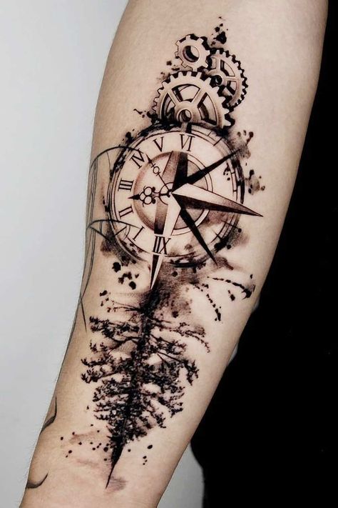 Meaningful Tattoo Ideas For Men And Cool Designs To Ink Your Body ★ Clock Tattoo Design The Best Tattoos For Men, Best Tattoos For Men, Meaningful Tattoo Ideas, Rose Tattoos For Men, The Best Tattoos, Compass Tattoo Design, Clock Tattoo Design, Mens Shoulder Tattoo, Wrist Tattoos For Guys