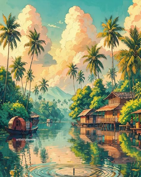 Kerala Drawing Illustrations, Kerala Landscape Painting, Kerala Landscape Design, Kerala Background, Kerala Illustration, Kerala Poster, Kerala Drawing, Kerala Landscape, Cactus Jack Wallpaper