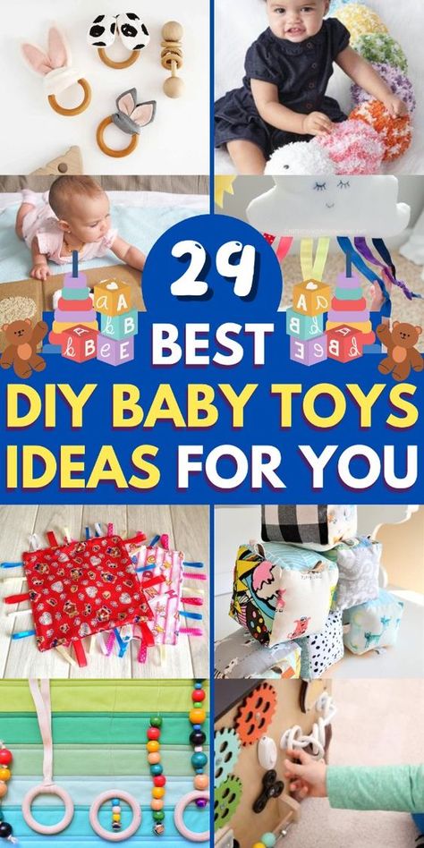 Keep your baby entertained with these fun and easy-to-make DIY toys! Pram Toys Diy, Taggies For Babies Diy, Diy Toys For Babies 6-12 Months, Diy Felt Toys For Babies, Diy Baby Toys 9-12 Months, Diy Baby Gifts Homemade, Diy Baby Toys 0-3 Months, Lovevery Diy, Sewn Baby Toys