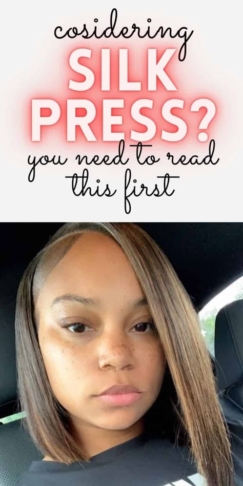 Considering Silk Press on Natural Hair? Read This First Straightening Hair Tips, Silk Press On Natural Hair, Silk Press Hair, Bob Haircuts For Black Women, Haircuts For Women 2023, 2023 Bob, Thick Natural Hair, Pressed Natural Hair, Straightening Natural Hair