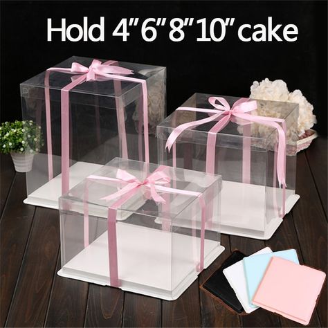 Transparent Packaging Ideas, Cookies Package, Wedding Cake Box, Bakery Decoration, Cake Boxes Packaging, Paper Cookies, Paper Cake Box, Clear Cake, Clear Gift Boxes