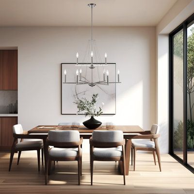 Introducing the stunning 9-light Zyian Candelabra Chandelier - a classic 2-tiered design that brings timeless style and modern functionality to any room. With ample illumination provided by nine E12 bulbs (not included), this chandelier is perfect for large living areas or dining rooms. The candelabra-style design adds an air of sophistication, while high-quality materials ensure long-lasting performance. The Zyian Candelabra Chandelier is versatile enough to blend seamlessly with any decor styl Dining Room Transitional Decor, Modern Mediterranean Dining Room, Modern Classic Dining Room, Asian Dining Room, Modern Traditional Dining Room, Dining Table Decor Everyday, Classic Modern Interior, Dining Room Decor Traditional, Candelabra Chandelier