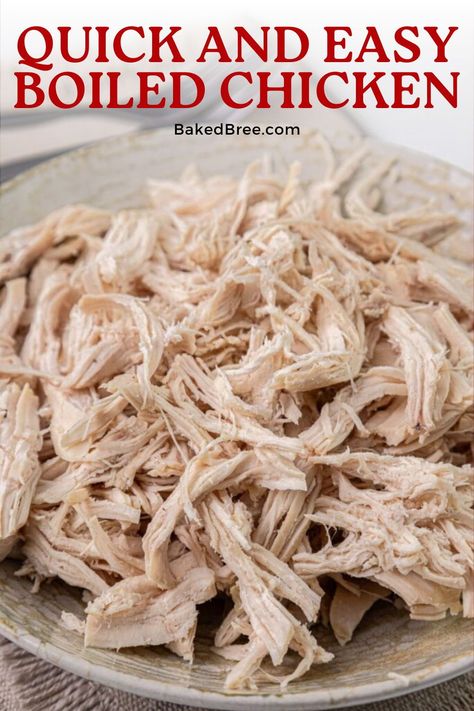 Boiling Chicken To Shred, How To Boil Chicken, Boiled Chicken Breast Recipes, Boil Chicken Breast, Boil Chicken To Shred, Boiling Chicken, Chicken Recipes Simple, Baked Bree Recipe, Chicken Recipes Air Fryer