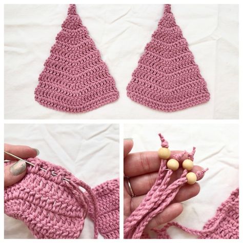 Classic Triangle Bikini Top – Free Crochet Pattern – Noelebelle Crochet Crochet Bikinis Free Patterns, Triangle Top Crochet, Crochet Triangle Top, Crochet Swimsuits Pattern, Triangle En Crochet, Crochet Bra Pattern, Clothing Crochet, Crochet Swimsuit, Bikinis Crochet