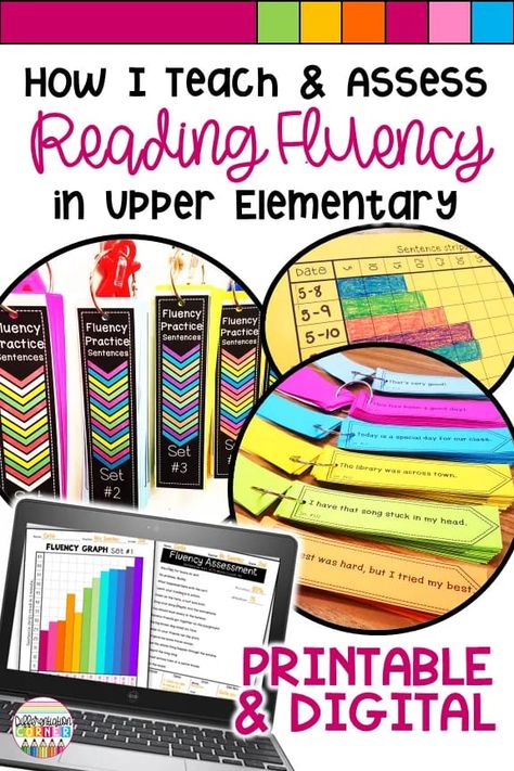 How to teach reading fluency in upper elementary. Your struggling readers will love the consistency of this fluency routine. Repeated readings of these fun sentences with high frequency sight words will have your students reading fluently with expression in no time! Chart student progress and watch them grow! Teaching Reading Fluency, Teaching Fluency, Reading Strategies Anchor Charts, Reading Fluency Activities, Fluency Strategies, Reading Fluency Passages, Reading Strategies Posters, Fluency Activities, Fluency Passages