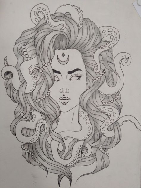 Sea Goddess Tattoo, Octopus Ocean, Draw Tattoo, Octopus Tattoo Design, Sea Goddess, Geisha Tattoo, Ocean Girl, Goddess Tattoo, Octopus Tattoo