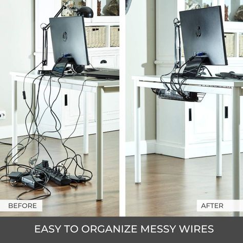 Hide the things you don't want seen in your home with these 9 ideas Hide Computer Cords, Organize Cables, Hidden Desk, Hide Cords, Sleek Desk, Hide Cables, Hide Wires, Under Desk, Home Office Accessories