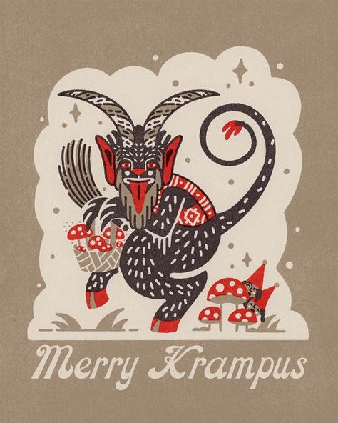 Cute Christmas Art Aesthetic, Krampus Embroidery, Krampus Nutcracker, Krampus Crafts, Krampus Aesthetic, Krampus Nails, Krampus Decorations, Krampus Wallpaper, Cryptid Christmas