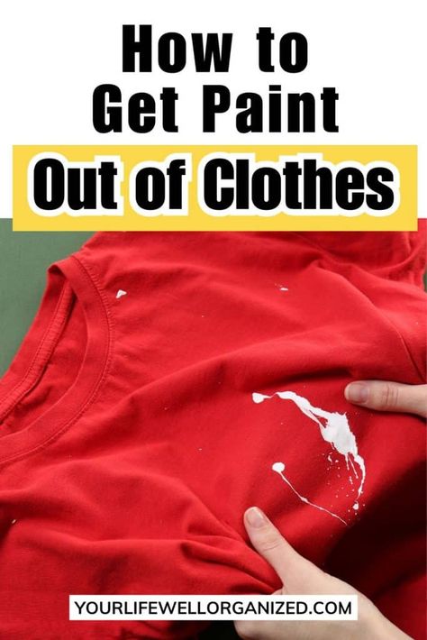 No matter how neat you think you will be when painting, the reality is paint will get on your clothes. Don't worry! Here is how to get paint out of clothes. Getting Paint Out Of Clothes, Get Oil Out Of Clothes, How To Get Dried Paint Out Of Clothes, How To Remove Paint From Clothes, How To Get Paint Out Of Clothes, Paint Off Clothes, Get Paint Out Of Clothes, Paint Out Of Clothes, Indoor Paint