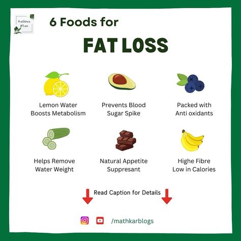 ‼️ Eat these 6 foods regularly to get 💪FIT 🤘🏻 ✅ Follow @mathkarblogs for more ✌️ 🍋Lemons: Start your day with warm lemon water to kickstart your digestive system. This simple habit can reduce bloating by boosting digestion. 🥑Avocado: Helps fight inflammation and stabilize blood sugar levels, which can prevent fat storage around your waistline. 🫐Blueberries: Packed with antioxidants, these tiny fruits help change the way your body stores glucose, potentially leading to a flatter tummy. 🥒C... Foods To Loose Belly Fat Diet, Foods That Cause Bloat And Gas, Diet To Get Rid Of Belly Fat Food, Food To Get Rid Of Belly Fat Diet, Food To Gain Muscle, Indian Diet Plan For Belly Fat Loss, Flatter Tummy, Warm Lemon Water, Water Weight