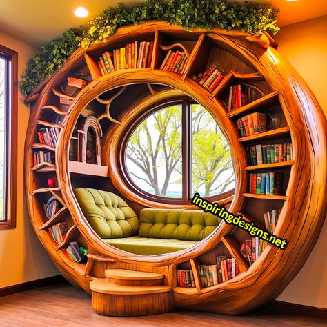 These Oversized Wooden Reading Nooks Make Every Story An Immersive Adventure Reading Nooks, Hobbit House, Home Libraries, Cozy Reading Nook, Cozy Nook, Home Library, Bedroom Aesthetic, Cozy Corner, Reading Nook