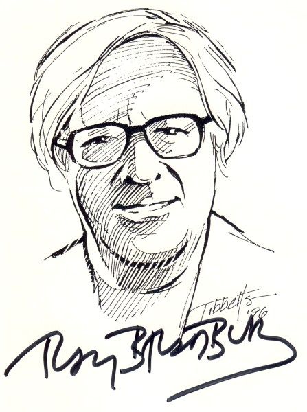 Fahrenheit 451, Ray Bradbury, Small Art, Autograph, Male Sketch, Paint, Quick Saves, Art