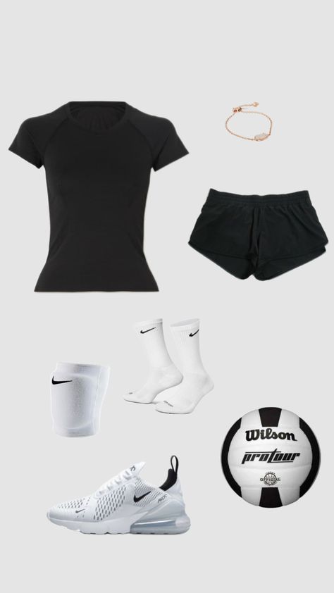 #volleyball #volleyballoutfit Athletic Outfit Ideas, Casual Athletic Outfits, Cute Volleyball Outfits, Vollyball Outfits, Gymwear Outfits, Cute Nike Outfits, Modesty Outfits, Cute Workout Outfits, Fitness Wear Outfits