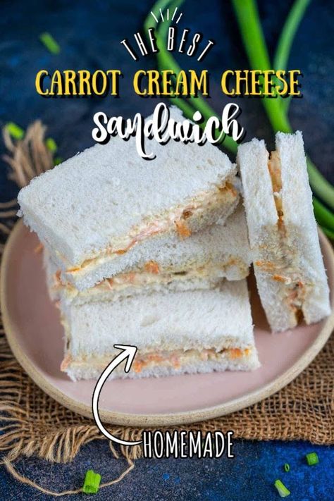 Cream Cheese Delight, Carrot Cream Cheese, Tea Party Sandwiches Recipes, Cream Cheese Sandwich, Cream Cheese Homemade, Pack For School, Sandwich Recipes For Kids, Cream Cheese Sandwiches, Tea Party Sandwiches