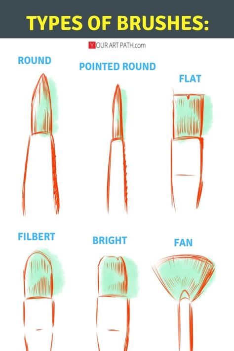 types of brushes for painting | best brushes for acrylic paint Artistic Hobbies, Paintbrush Drawing, Brushes For Acrylic Painting, Painting Types, Types Of Brushes, Brushes For Painting, Paint Brush Sizes, Brush Sizes, Painting Tricks