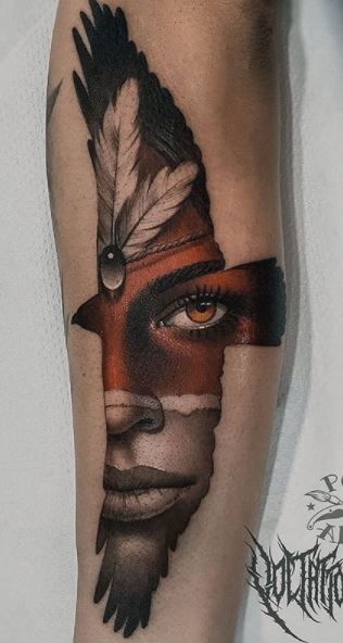 Native Indian Tattoos, Tattoos Thigh, Native American Tattoo Designs, Indian Tattoo Design, Indian Feather Tattoos, Tato Suku, Native American Tattoo, American Indian Tattoos, Native American Tattoos