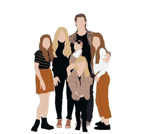 Family Drawing Illustration, Family Picture Drawing, Family Portrait Drawing, Portraits Illustrés, Summer Family Pictures, Family Portrait Poses, Family Drawing, Family Picture Outfits, Small Drawings