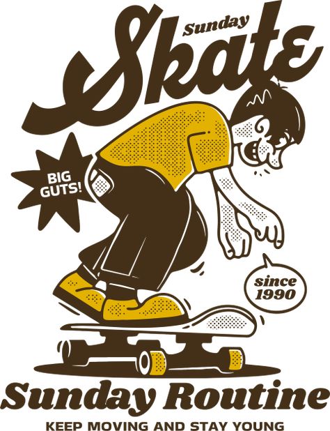 Sunday skate, design in vintage style by adipra studio www.adipra.com -- Choose from our vast selection of Crewneck and V-Neck T-Shirts to match with your favorite design to make the perfect graphic T-Shirt. Pick your favorite: Classic, Boxy, Tri-Blend, V-Neck, or Premium. Customize your color! For men and women. Vans Graphic Tee, Streetwear Model, Sunday Routine, Skateboard Tshirt, Skate T Shirts, Surf Design, Stay Young, Cool Logo, Black Friday