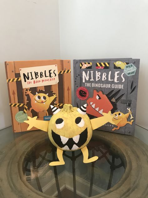 Nibbles the Book Monster pumpkin #storybook #pumpkindecorating Nibbles Book Monster Pumpkin, Nibbles The Book Monster, Storybook Pumpkin, Book Monster, Book Character Pumpkins, Monster Pumpkin, Book Pumpkin, Story Book Pumpkin, Pumpkin Character