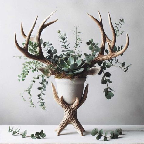 30 Unique Ways to Incorporate Antlers into Your Home Decor » HomeDecorFull Antlers In Bathroom, Modern Antler Decor, Western Diy Decor Craft Ideas, Elk Horn Decor Ideas, Decorating With Deer Mounts, Antler Wreaths, Antler Wall Sconces, Deer Antler Wreath, Deer Antler Ideas