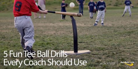 5 Fun Tee Ball Drills Every Coach Should Use | JustBats Blog Tball Practice Ideas, Tee Ball Drills, Tball Drills, Tball Practice, Tball Coach, Youth Baseball Drills, Tee Ball Mom, Baseball Tickets, Kids Softball