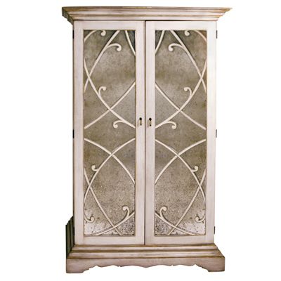 *Elysee White Mirrored Armoire - Vintage Glam - multiple finishes available | BelleEscape.com Antiqued Mirrors, French Country Armoire, Solid Wood Beds, White Armoire, Old World Design, Shabby Chic Cabinet, Elegant Outdoor Furniture, Mirrored Armoire, Gustavian Furniture