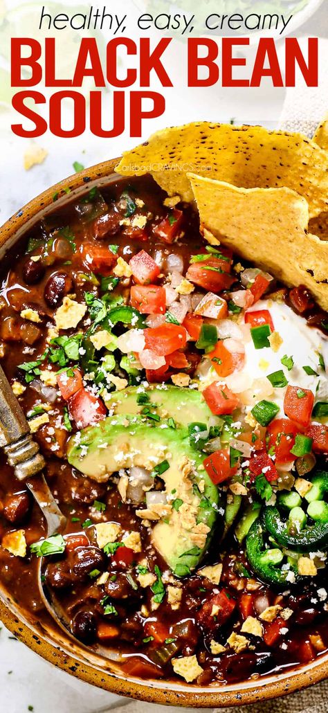 Best Recipe for Black Bean Soup Carlsbad Cravings Recipes, Best Black Bean Soup, Easy Black Bean Soup, Cravings Recipes, Black Bean Soup Recipe, Bean Soup Recipe, Black Bean Recipes, Carlsbad Cravings, Chipotle Chili