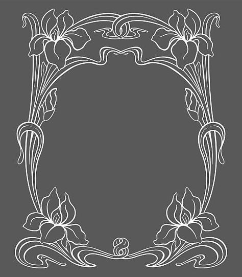 Art Nouveau Border, Nouveau Border, Art Deco Border, Fleurs Art Nouveau, Ornamental Frame, Art Deco Borders, Backpiece Tattoo, Art Nouveau Tattoo, Motifs Art Nouveau